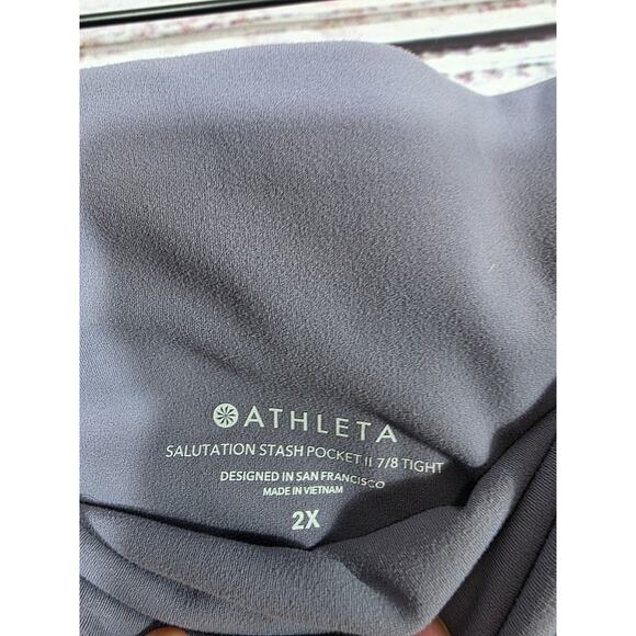 Athleta Women's High Rise Capri Leggings Gray Pockets Size 2X - Picture 3 of 4